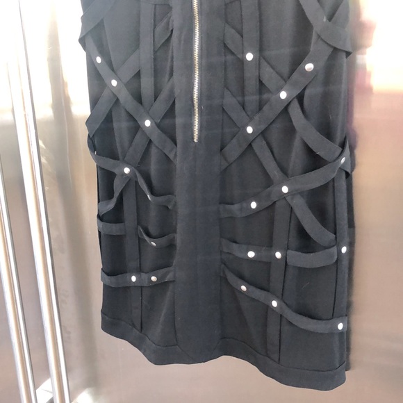 Chuchos black with straps and grommets party dress size Small - Picture 3 of 6